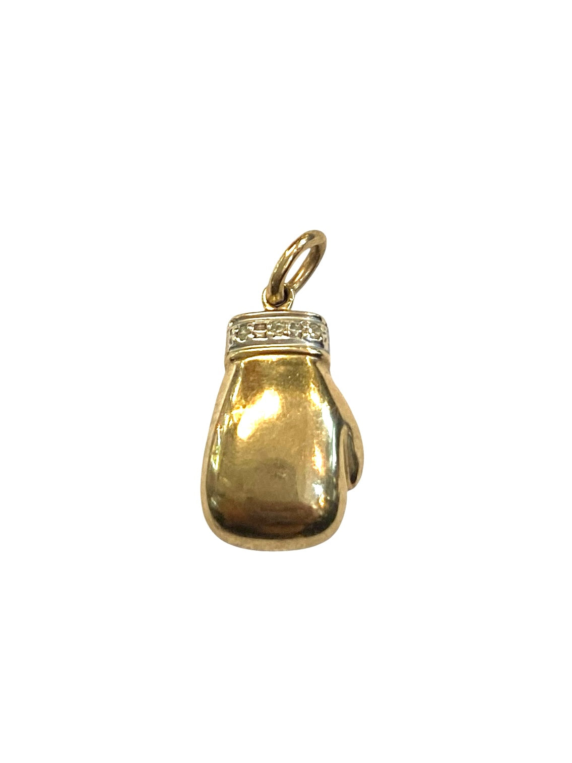 9ct vintage boxing glove charm / pendant with small diamonds 2.9g