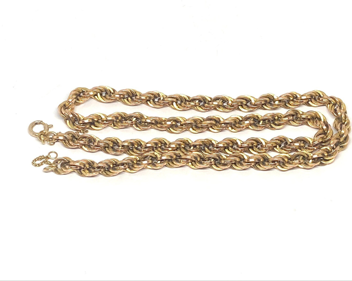 9ct vintage rose gold chunky rope link chain / necklace 19 inches 25g