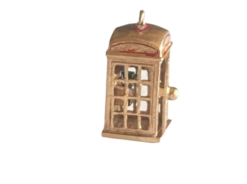 9ct vintage telephone box opening charm circa 1964