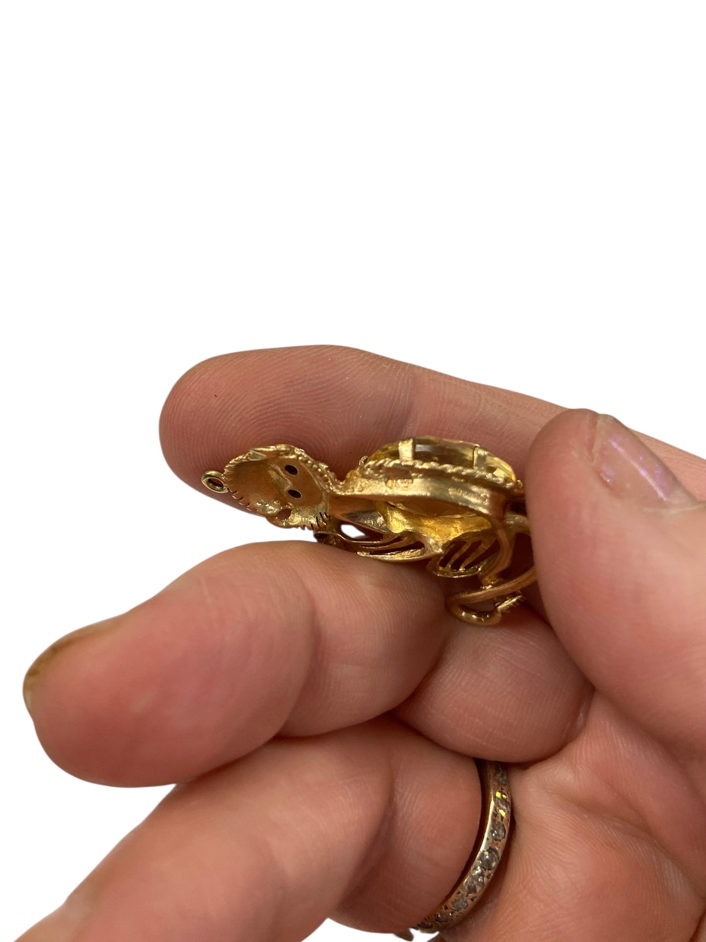 9ct vintage monkey pendant/ charm circa 1961 London with citrine tummy