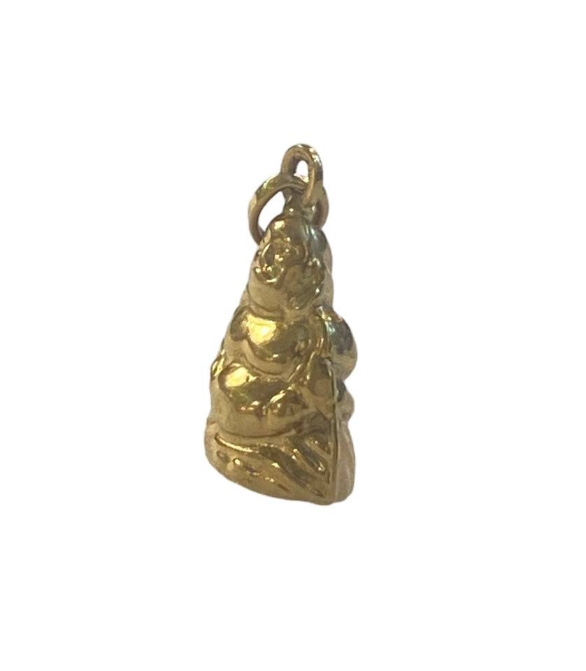 9ct pre owned buddha charm. sitting buddha, yellow gold, hollow