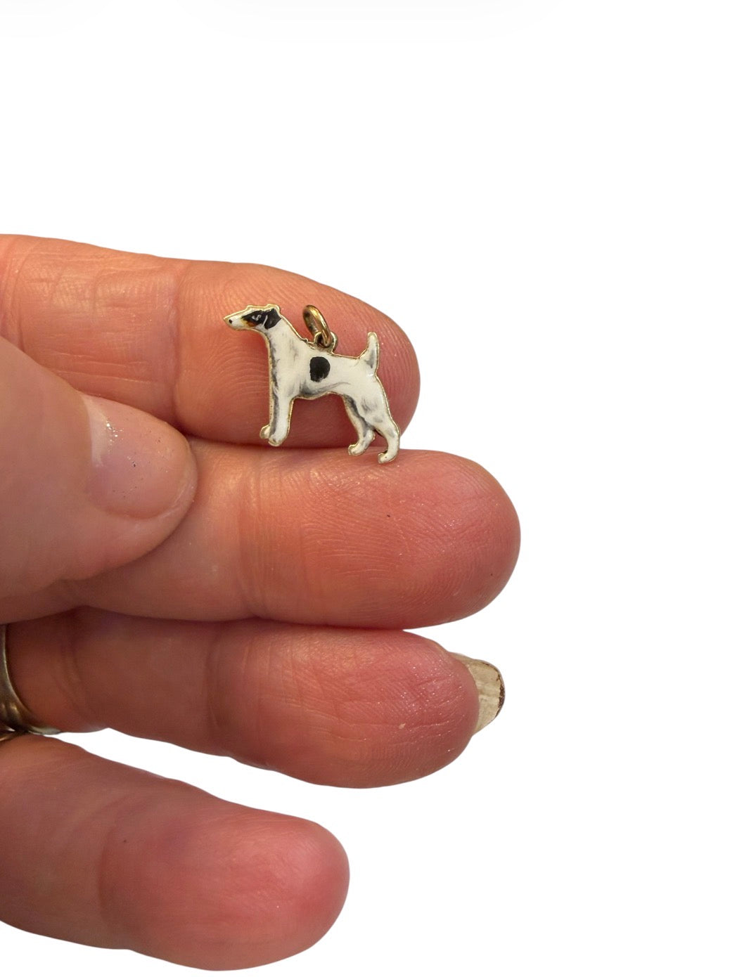 9ct vintage fox terrier charm circa 1030s enamelled