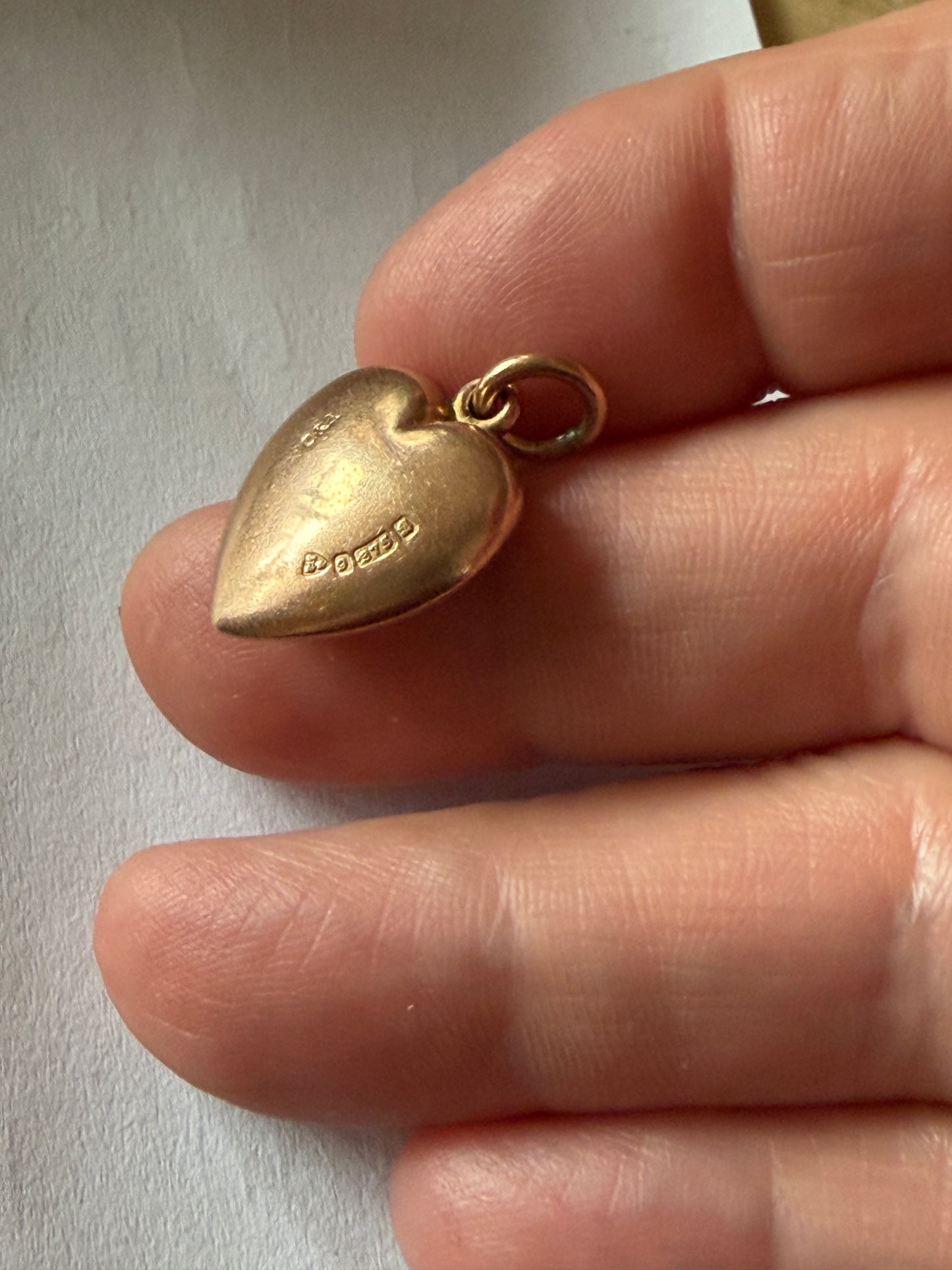 9ct Antique heart charm /pendant rose gold circa 1902 Chester