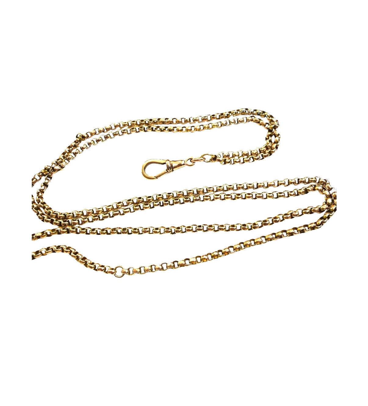 9ct vintage belcher chain 33 inches long with dog clip 13.3g