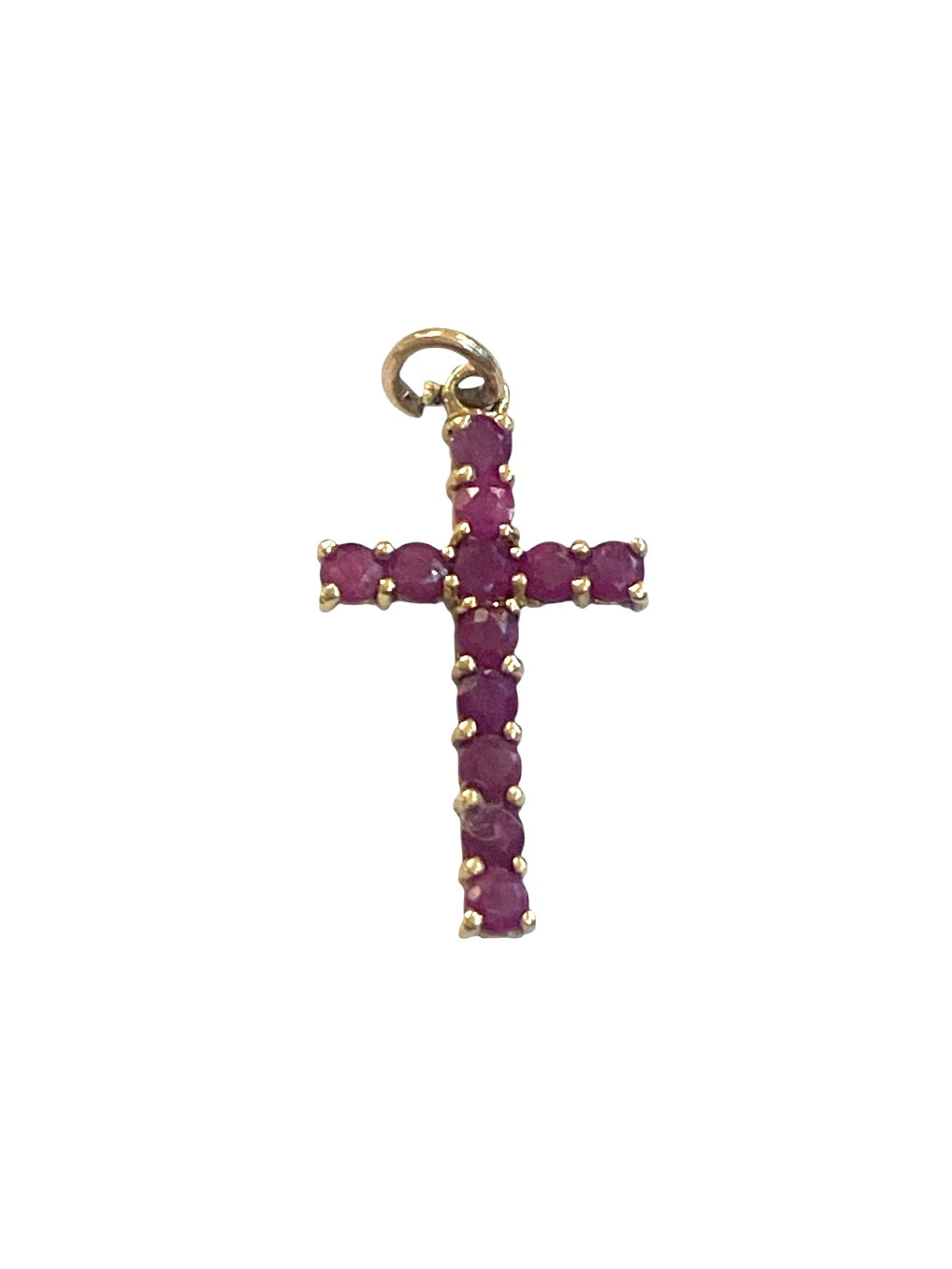 9ct vintage ruby cross, small 0.7g
