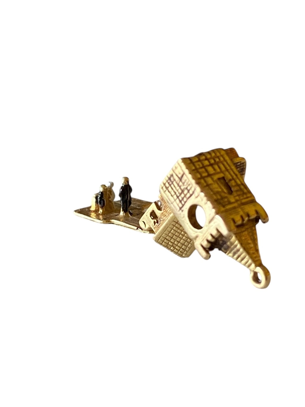9ct vintage church charm opening with a wedding inside. circa 1961
