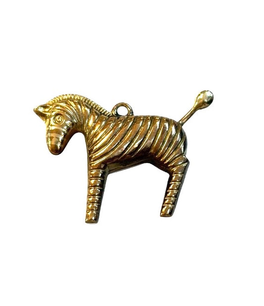 9ct vintage Zebra charm, circa 1970. hollow. Maker FM