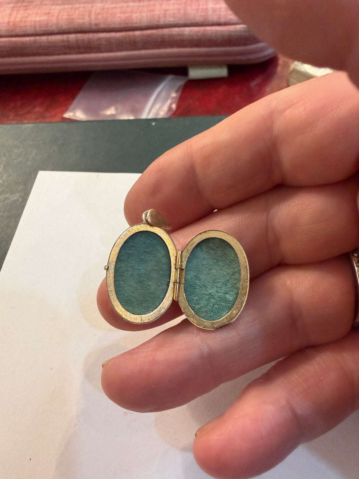 9ct vintage locket with red stone circa 1978