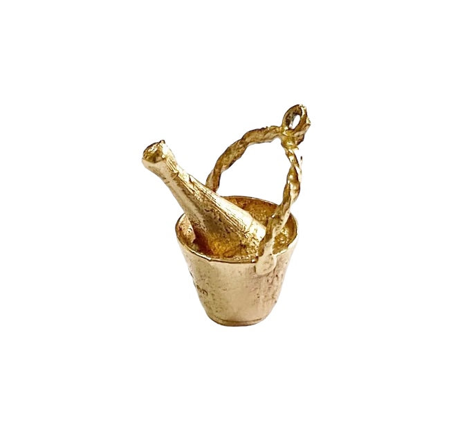 9ct vintage gold champagne bucket and bottle