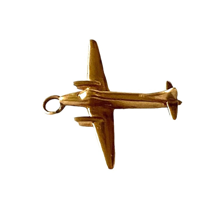 9ct vintage plane charm / pendant circa 1992 yellow gold