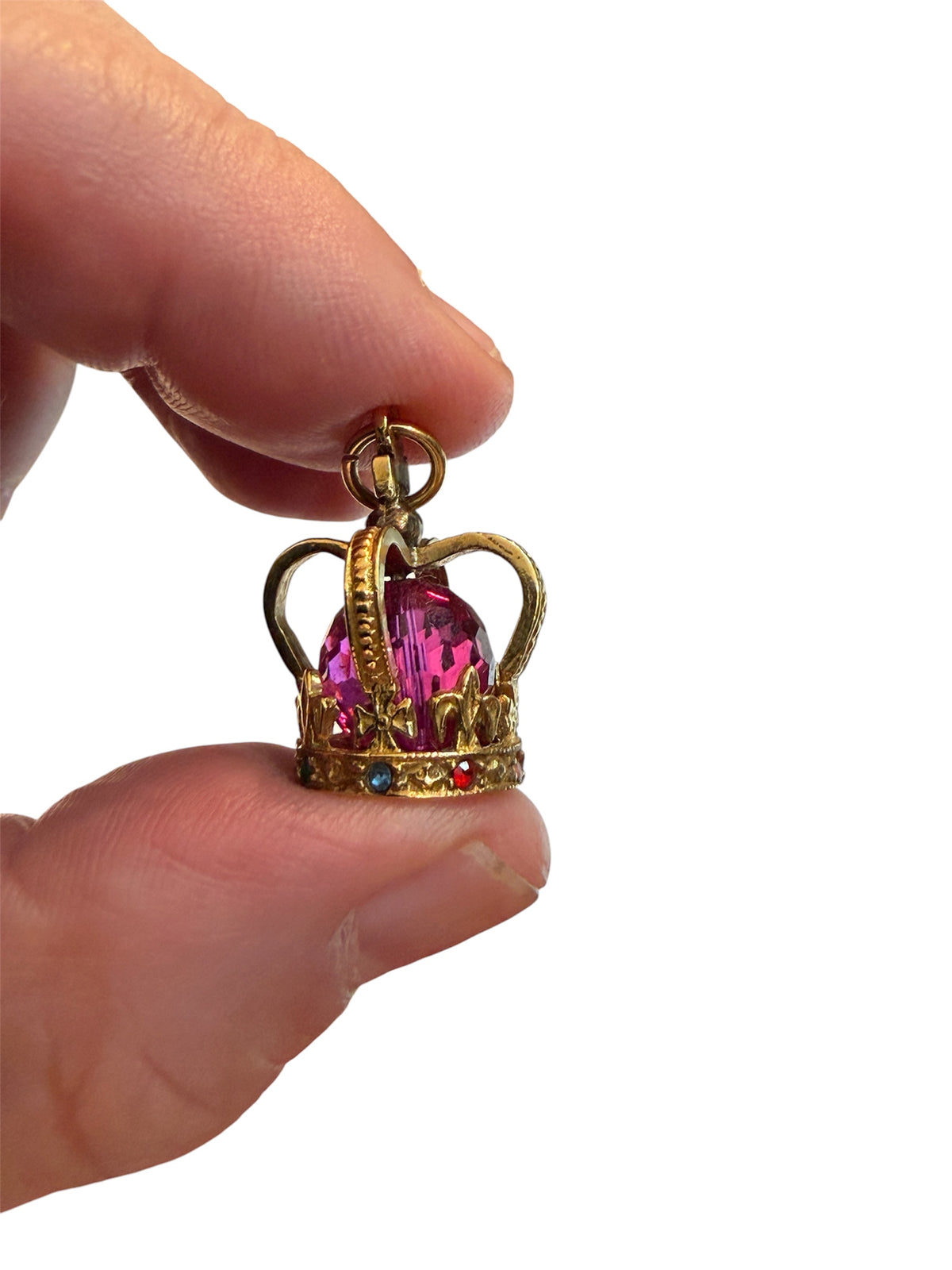 9ct vintage crown with glass stones maker AJL 5.04g
