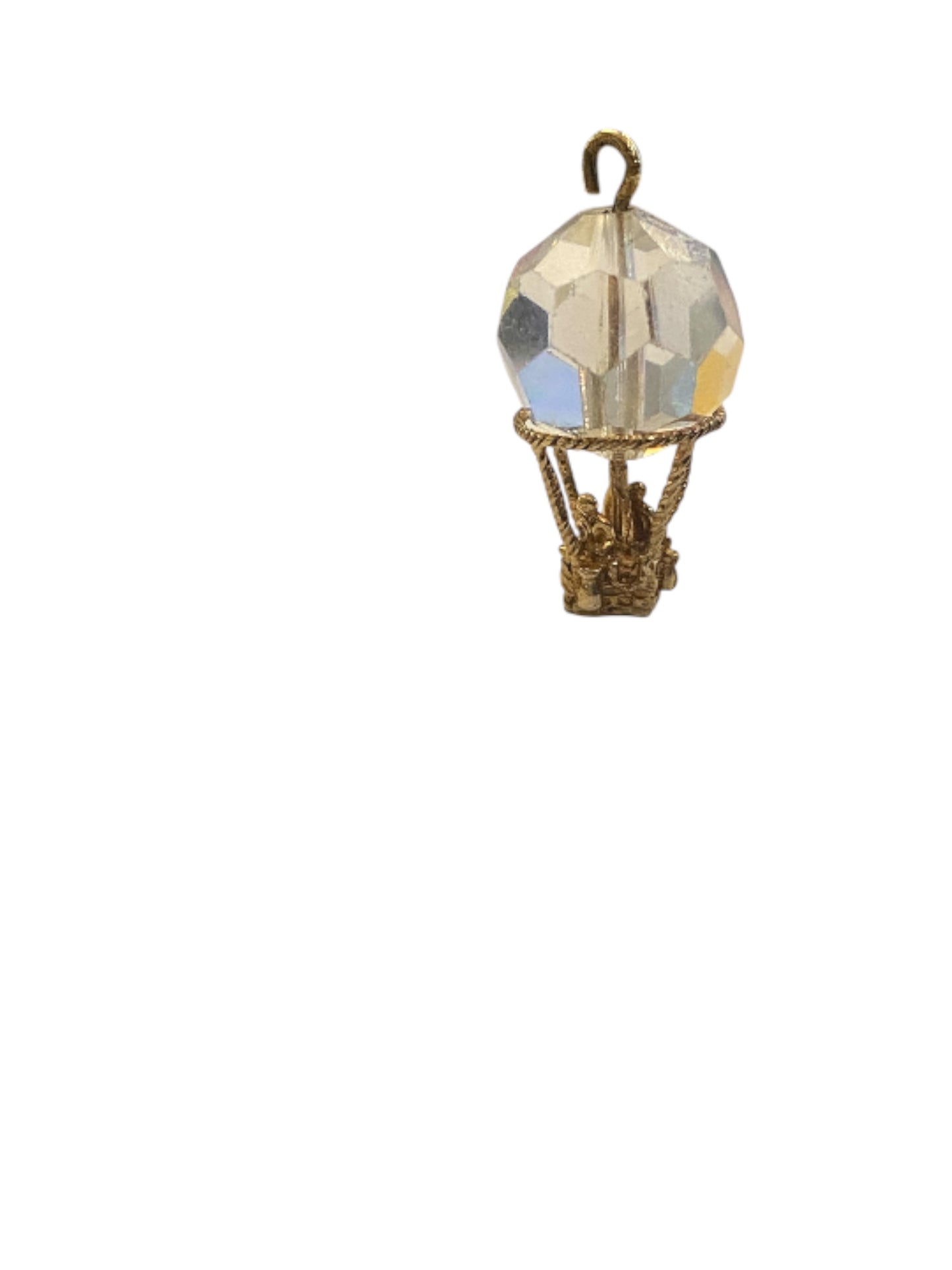 9ct vintage hot air balloon charm, with a crystal.