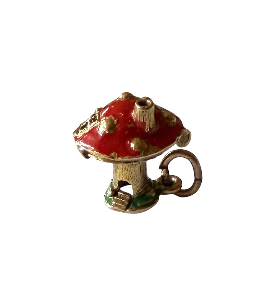 9ct vintage toad stool charm with gnome, 1963 by Georg Jensen 3.44g