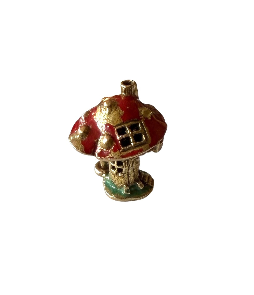 9ct vintage toad stool charm with gnome, 1963 by Georg Jensen 3.44g