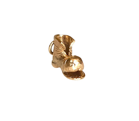 9ct vintage worn shoe charm circa 1958 by ppld