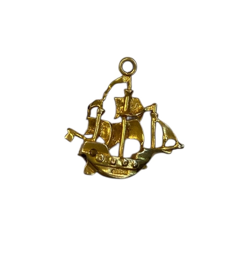 9ct vintage pirate ship charm with jewels circa 1970s