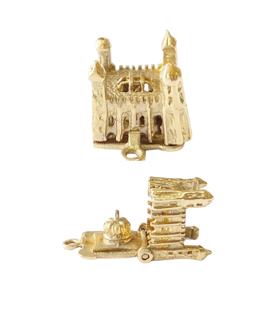 9ct vintage Tower of London charm opening to reveal a crown inside circa 1966