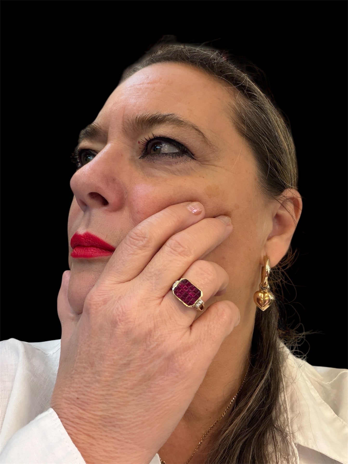 9ct pre owned ruby and diamond ring size L 1/2