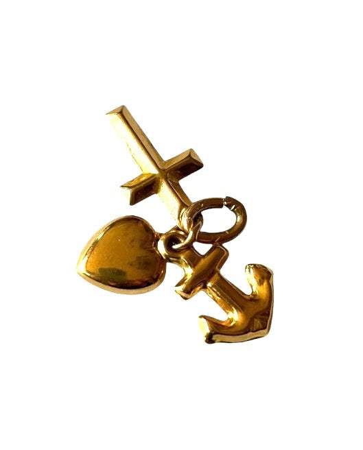 9ct vintage faith, hope and charity charm. circa 1973 by FM 1.28g