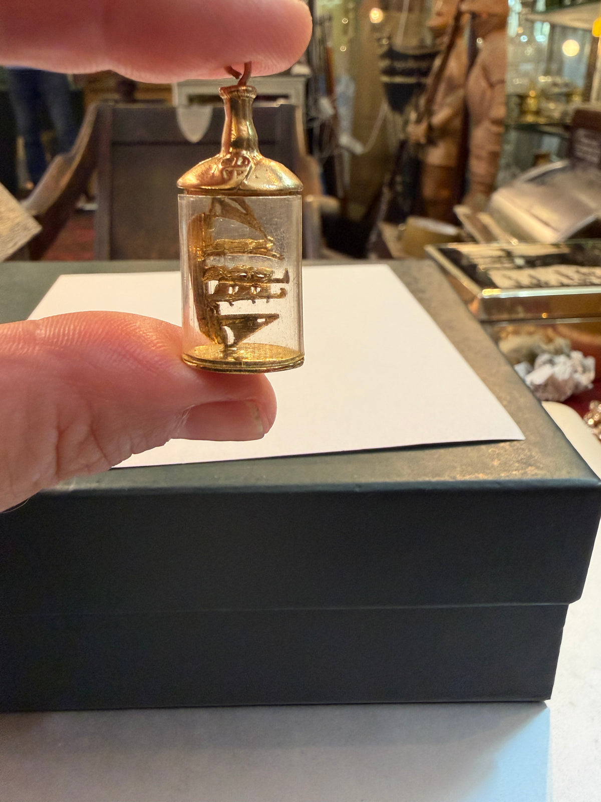 9ct vintage ship in bottle charm circa 1971 by FM 5.4g