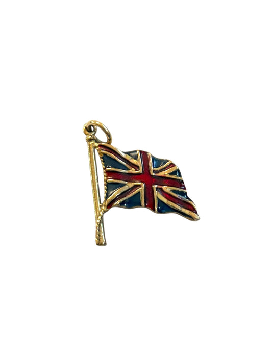 9ct vintage union jack flag circa 1975. enamelled 2.4g