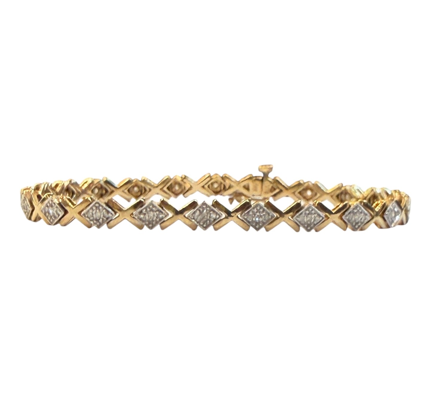 9ct vintage diamond bracelet, tennisbracelet 0.40ct diam, 7 inches