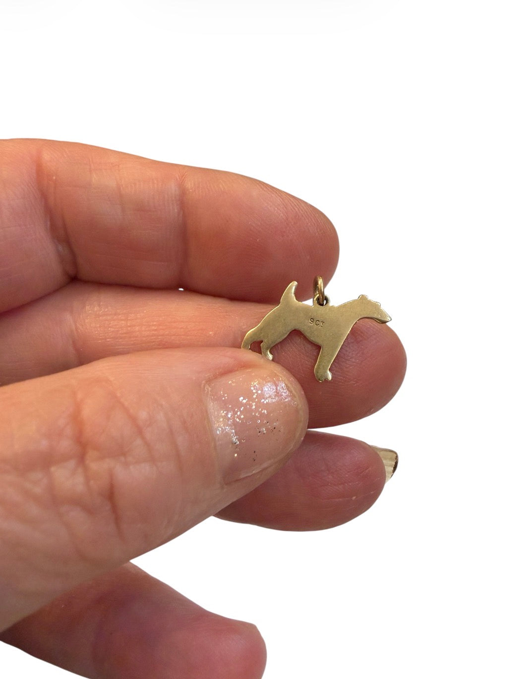 9ct vintage fox terrier charm circa 1030s enamelled