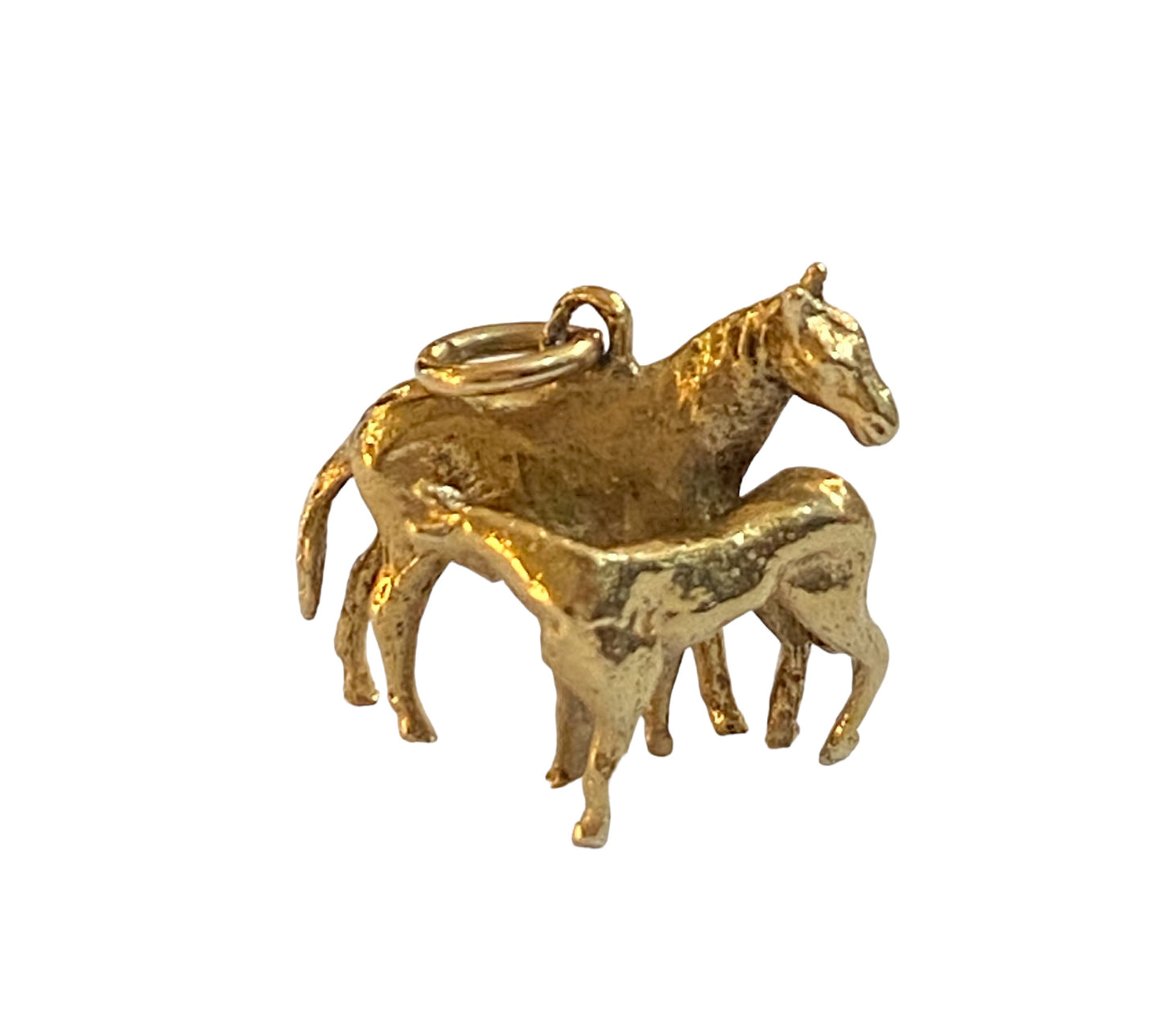 9ct vintage gold horse and fowl . solid gold 4.2g