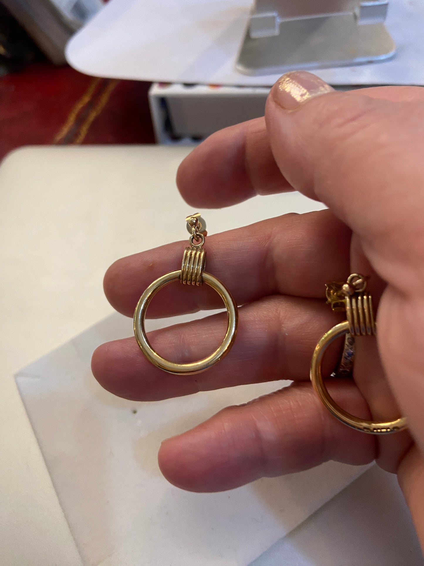 9ct vi tage preowned drop circle earrings circa 1993 9.1g