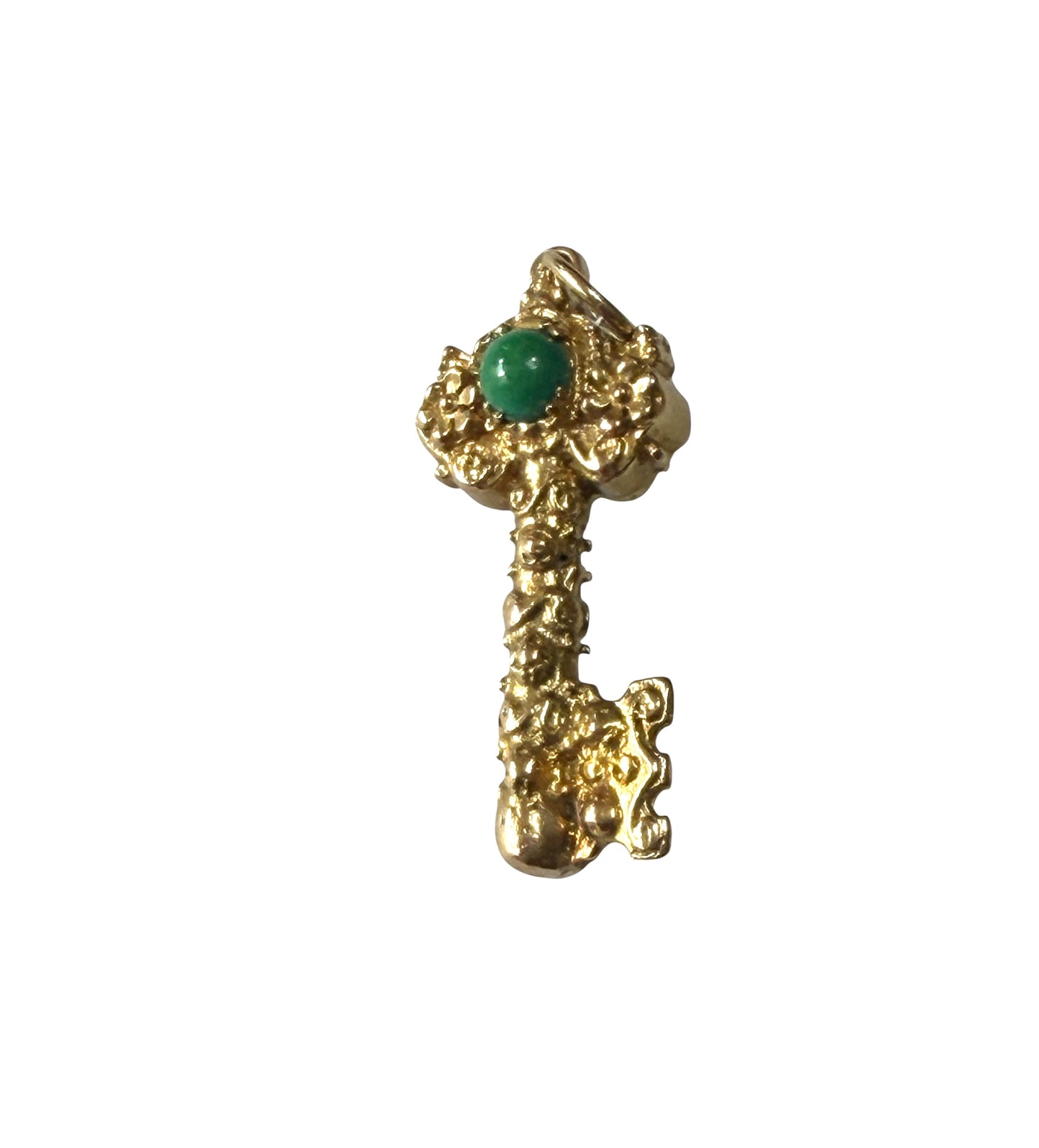 9ct vintage key charm / pendant with turquoise stone. circa 1961 5.66