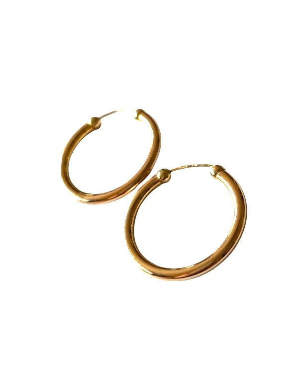 9ct vintage pre owned plain hoop earrings 2.58g