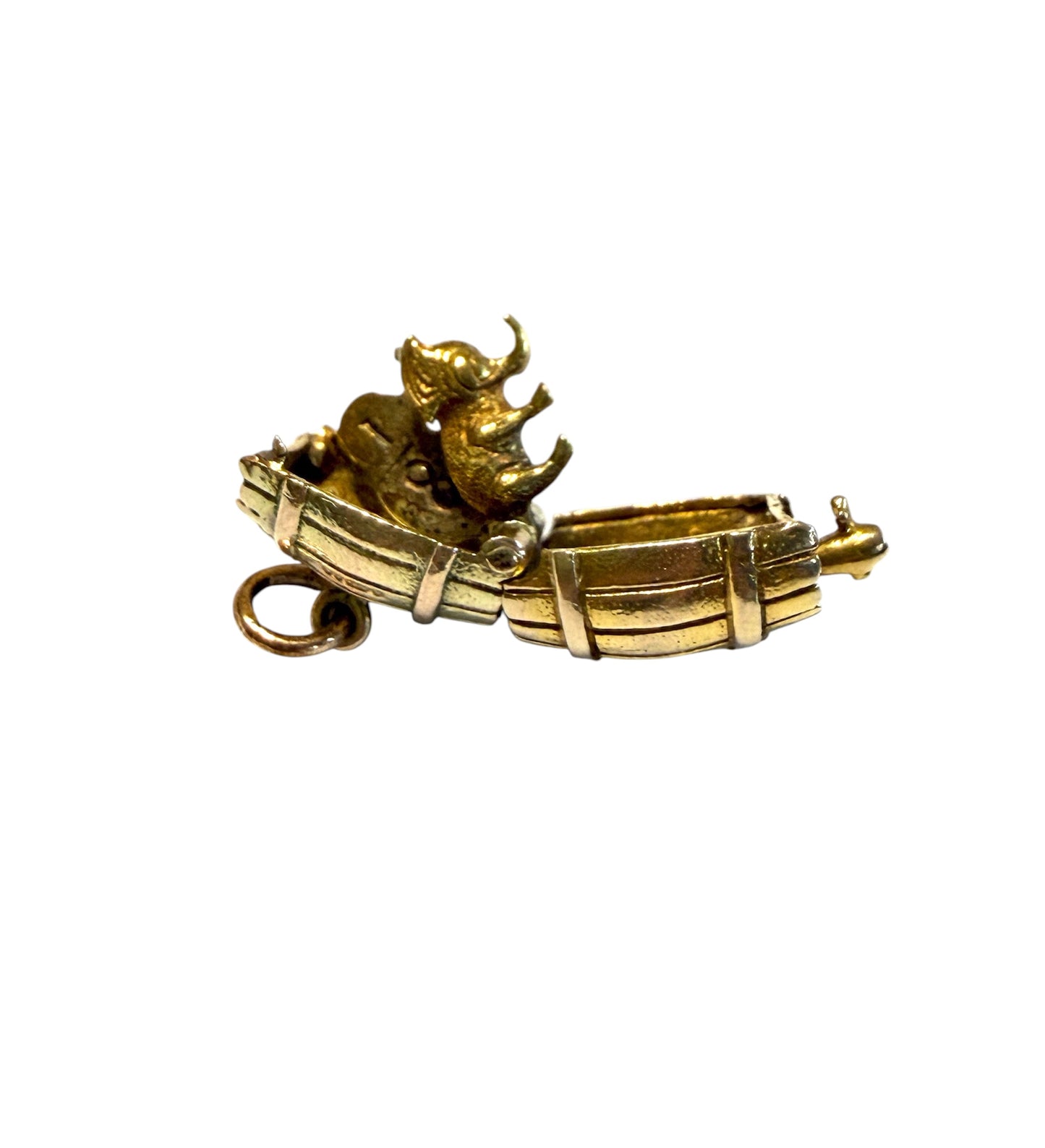 9ct vintage elephant in barrel charm by Georg jensen circa 1961 6.74 g