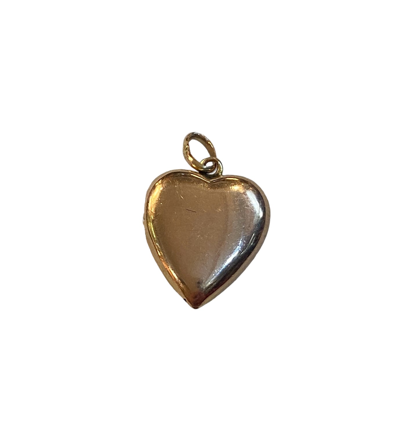 9ct Antique hollow heart pendant /charm with an enamel Lily flower