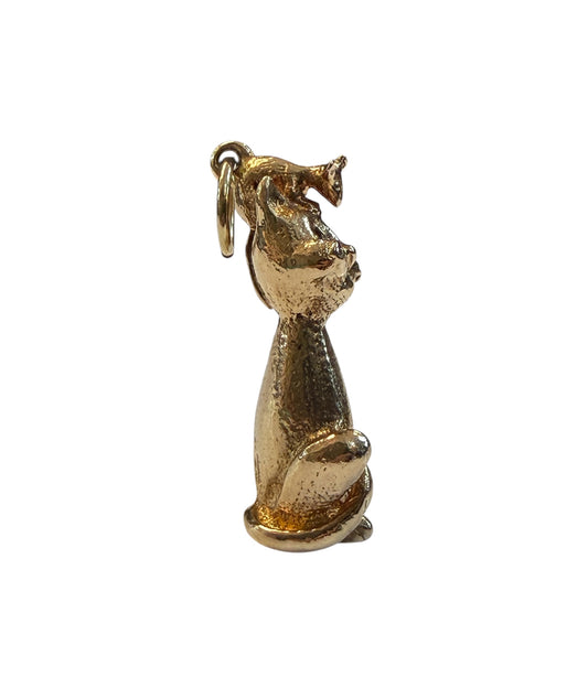 9ct vintage cat and mouse charm circa 1968 5.6g