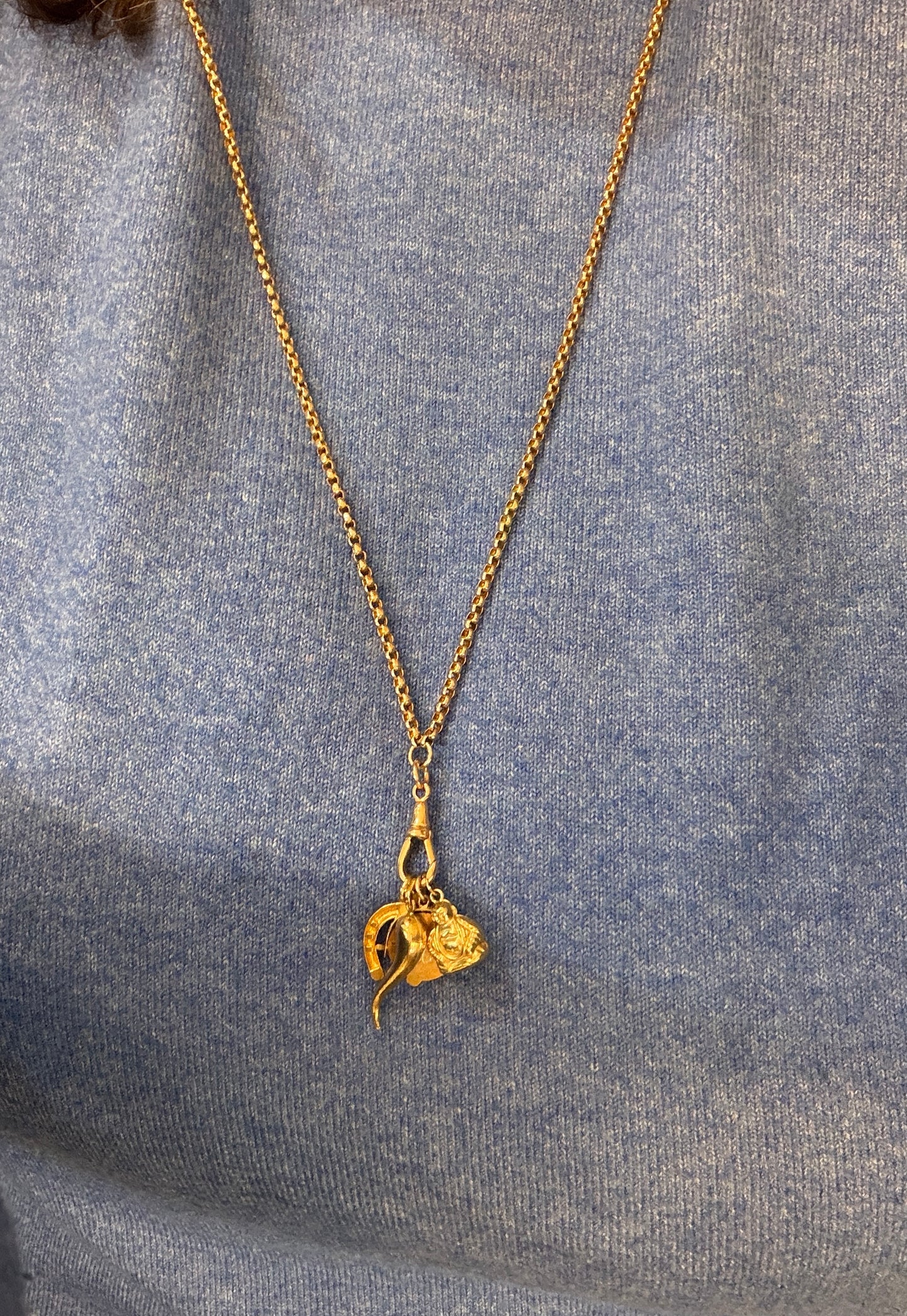 9ct vintage belcher chain 33 inches long with dog clip 13.3g