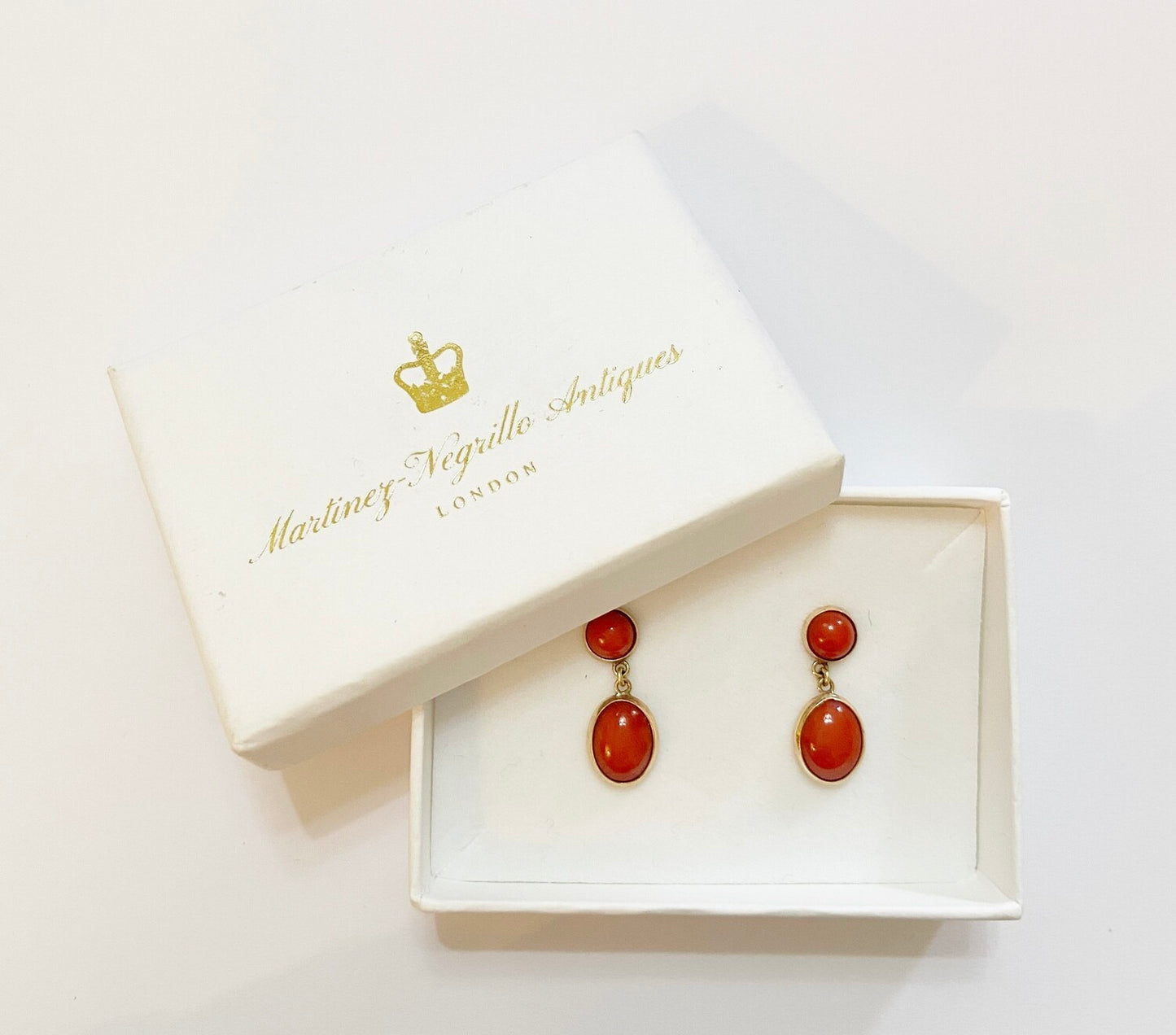9ct 375 vintage gold coral drop earrings