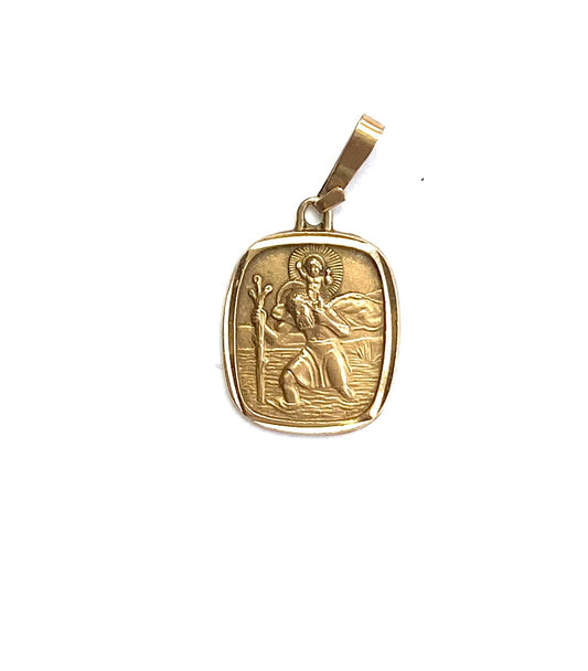 9ct vintage square St Christopher charm / pendant circa 1960