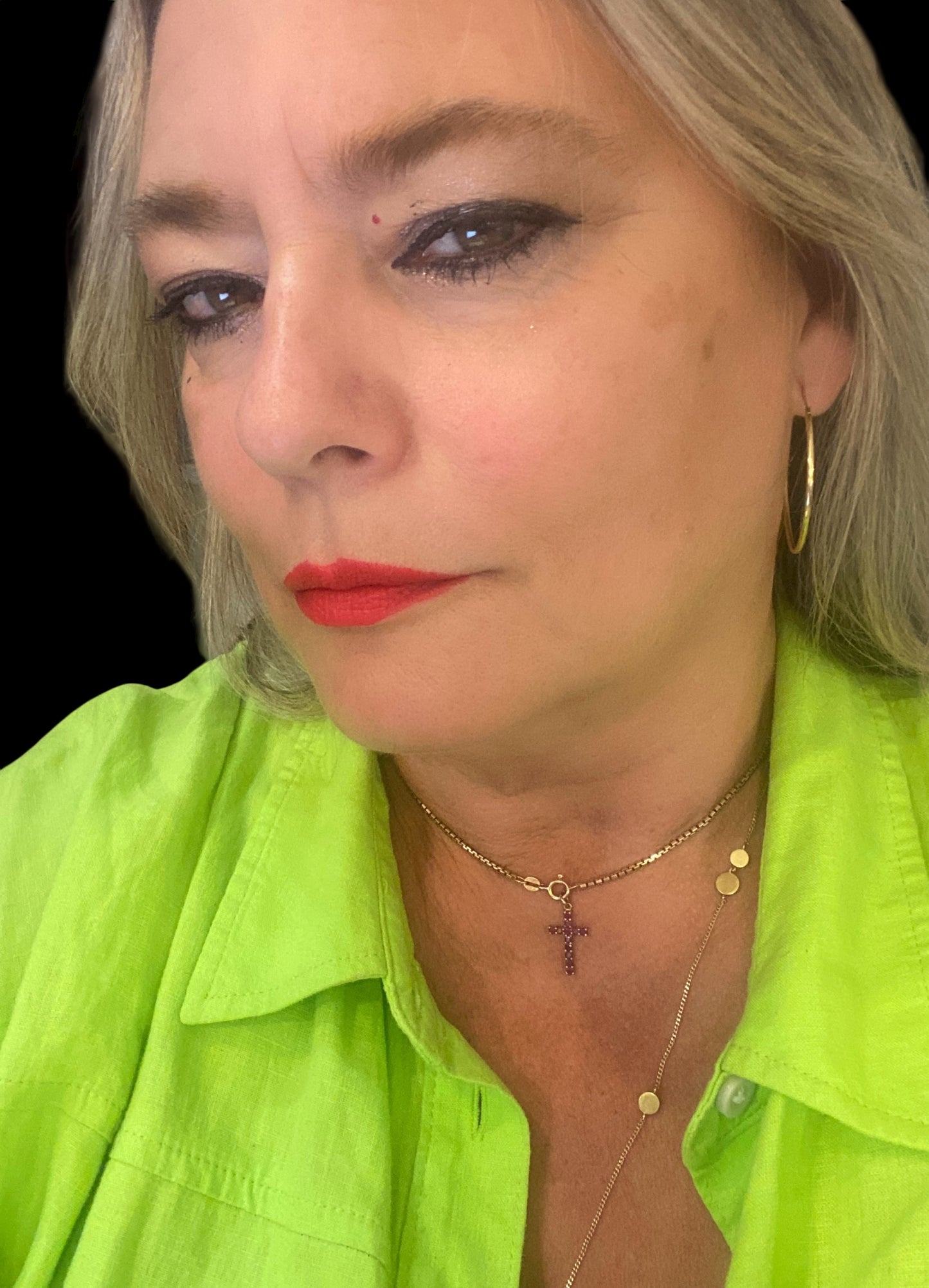 9ct vintage ruby cross, small 0.7g