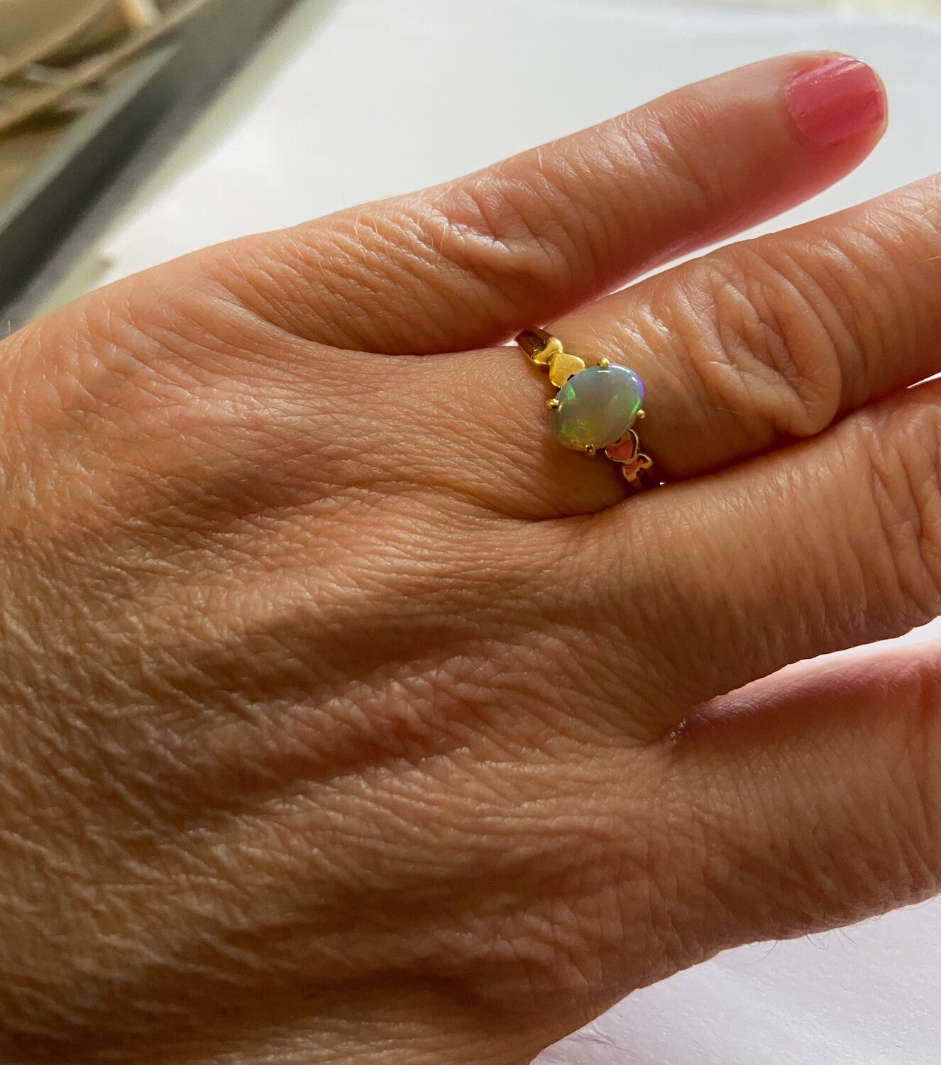 18ct vintage opal ring size :1/2 0.75 ct