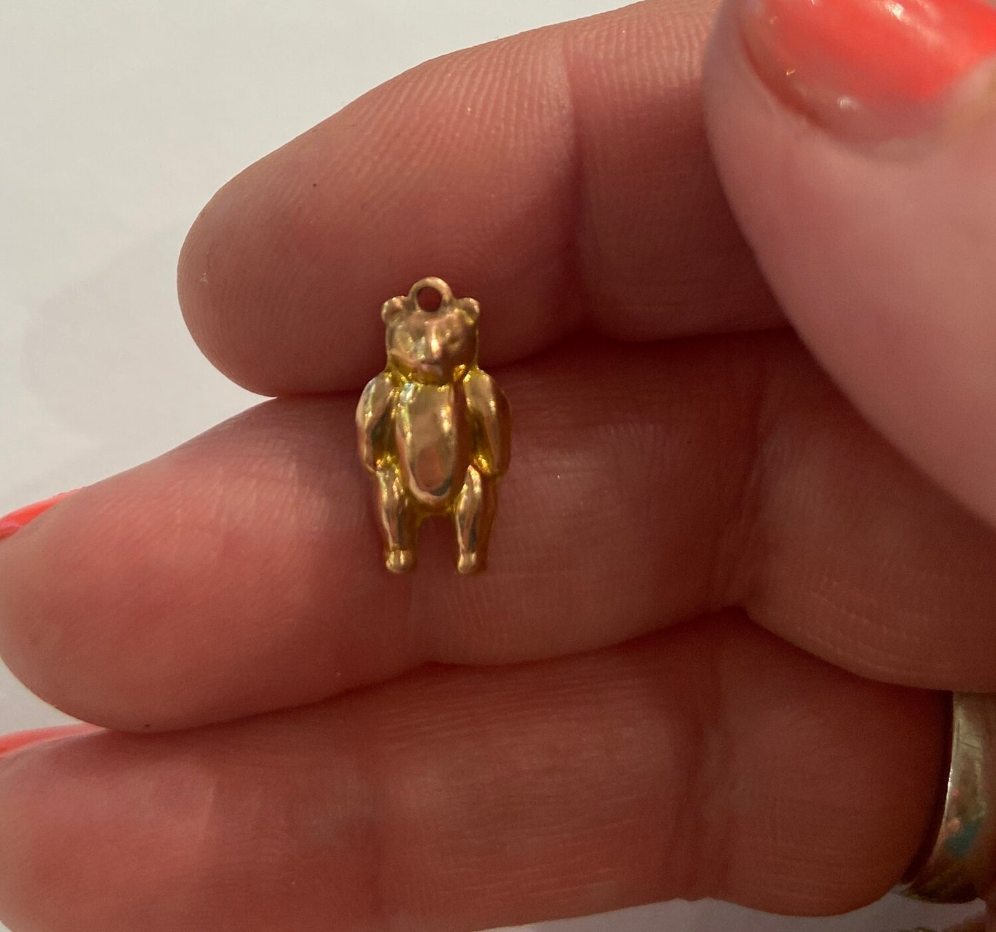 9ct Antique bear charm, small, hollow, rose gold