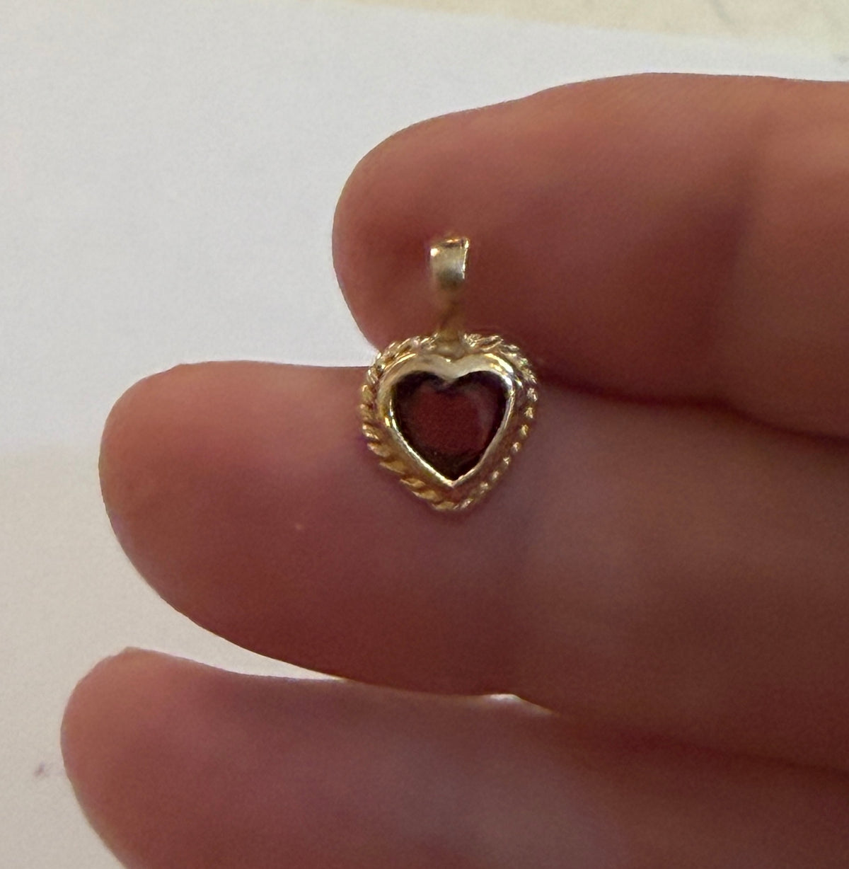 9ct vintage garnet heart charm / pendant circa 1970 by Georg Jensen