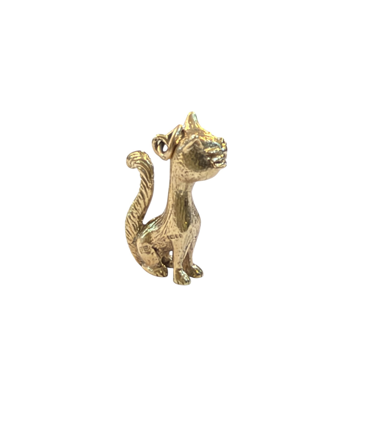 9ct vintage cat charm, large and heavy circa 1970s 10.58g