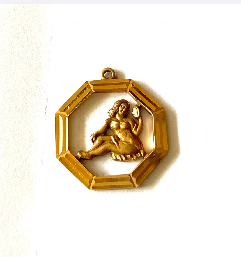 9ct 375 vintage gold virgo charm by Georg Jensen circa 1970