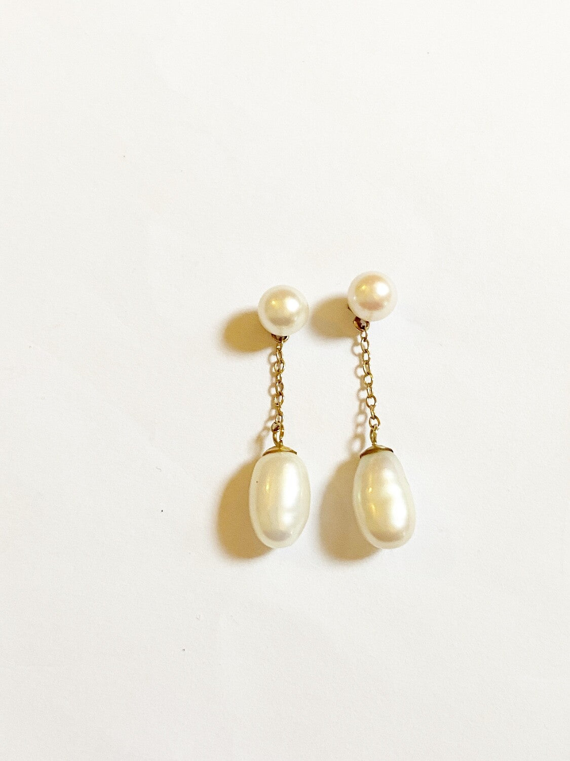 9ct 375 vintage pearl drop earrings