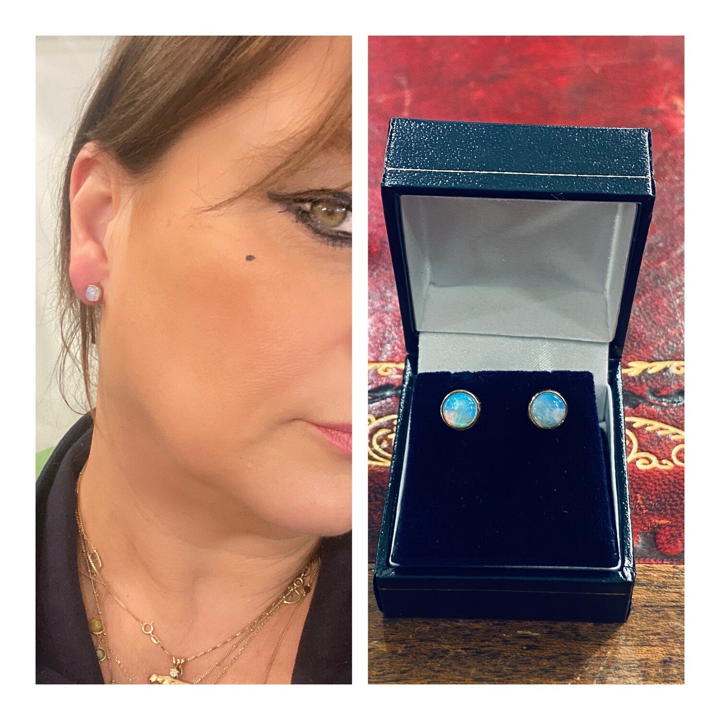 9ct pre owned opal studs  earrings 2ct