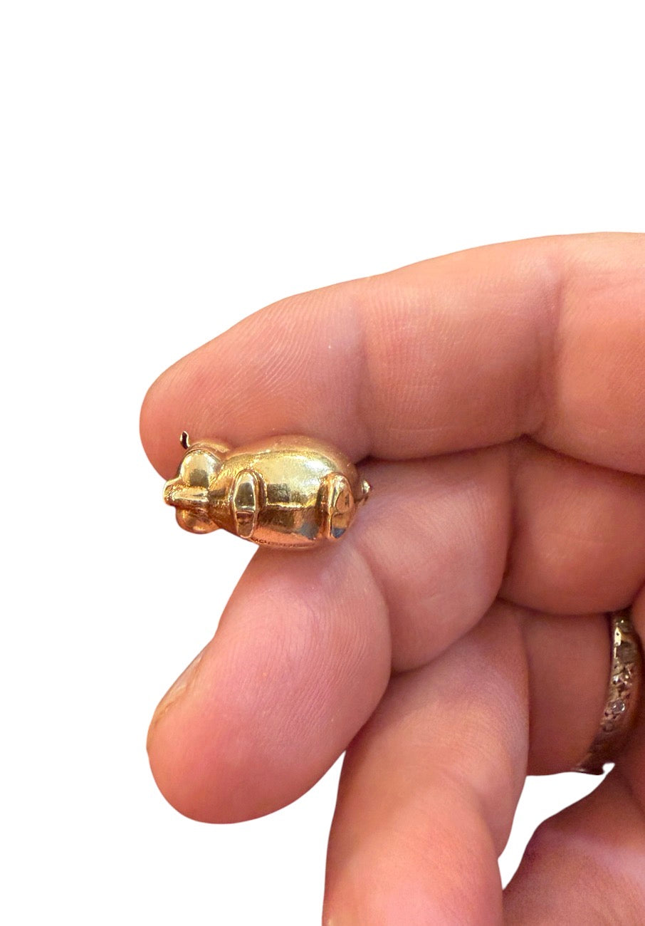 9ct vintage pig charm, circa 1979 by WHC 1.48g Hollow.