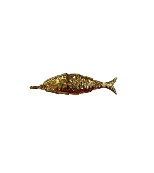 9ct vintage articulated fish charm / pendant circa 1990 3.07g