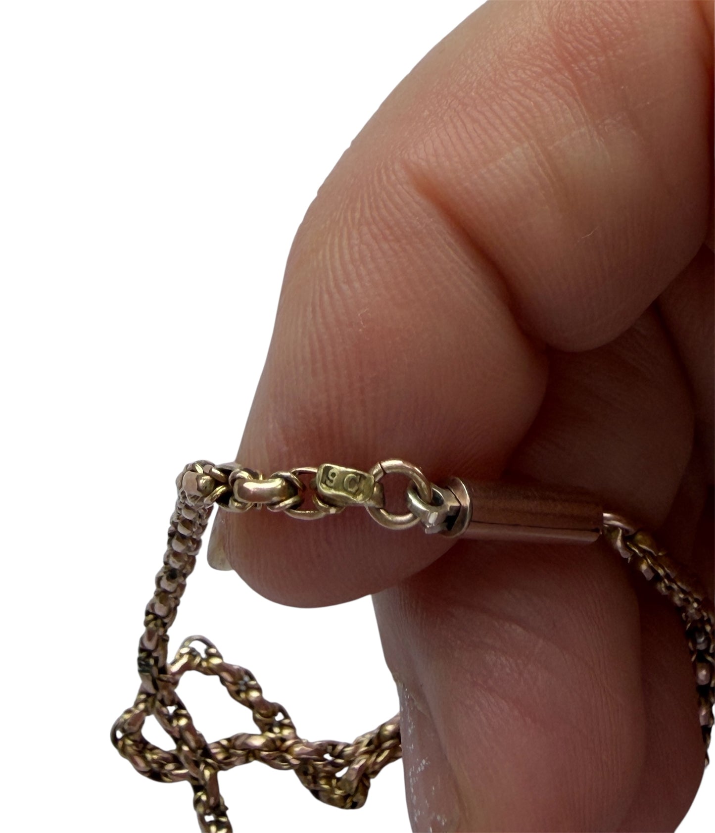 9ct antique rose gold fancy link chain 16 3/4 inch 7.5g