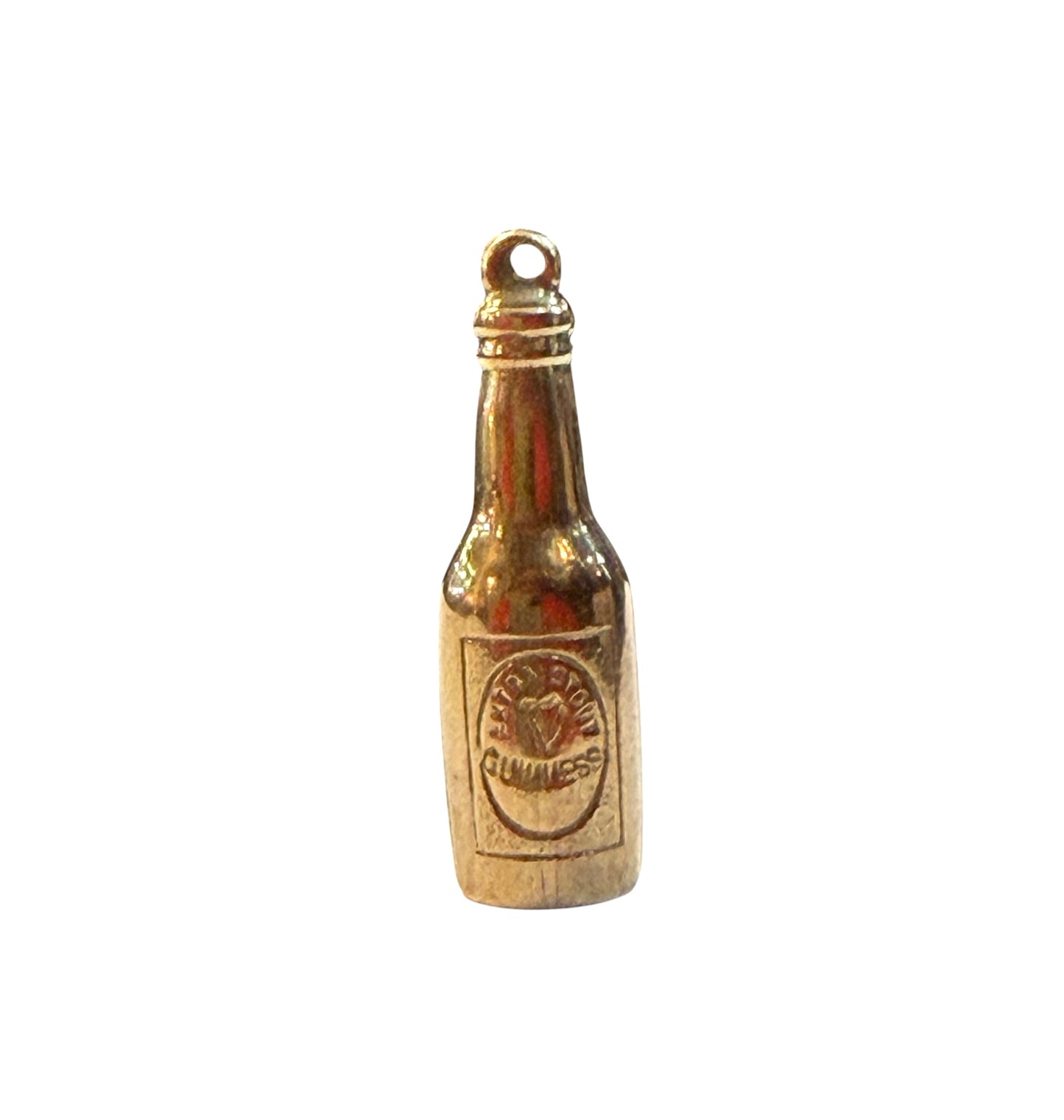 9ct vintage bottle of guinness charm, circa 1972 hollow 1.33g