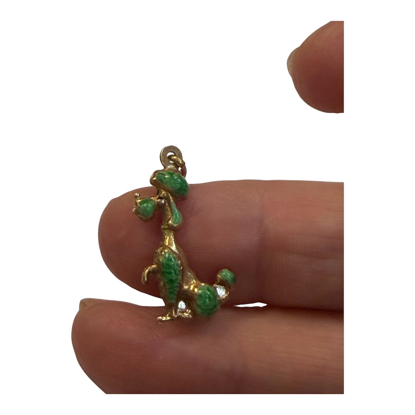 14ct 585 enamelled poodle charm, yellow gold